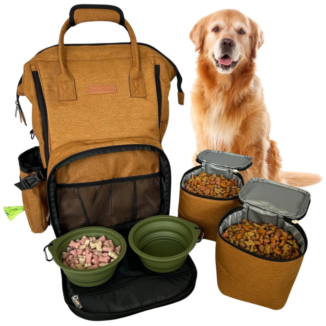 PawPacking™ Dog Travel Kit - Includes Bowls & Food Containers (Brown)