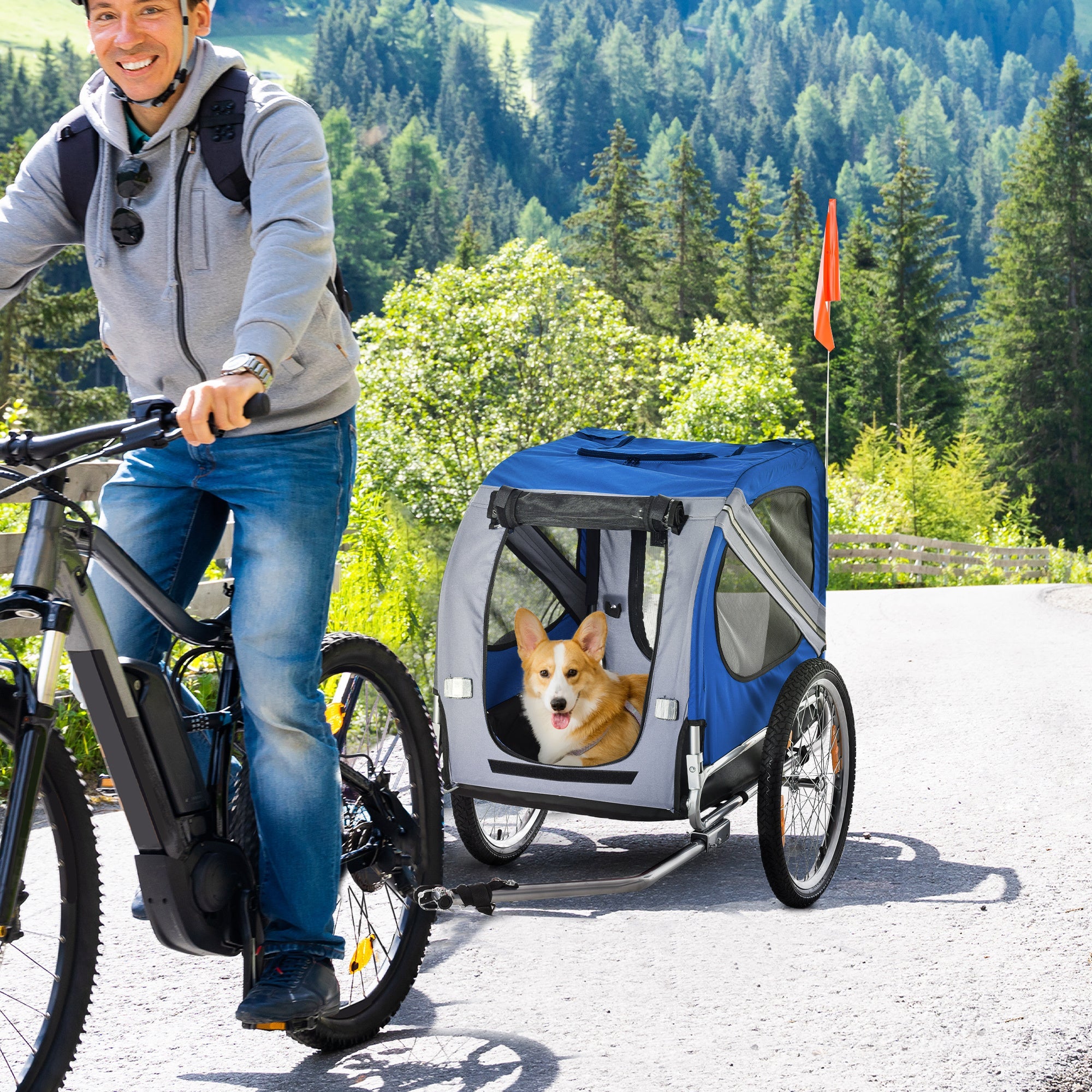 Aosom All-Terrain Dog Bike Trailer with Mesh Screen